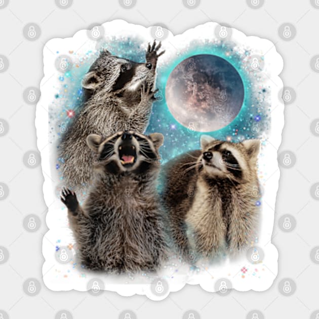 3 Racoon Moon Howling Raccoon Head Funny For Men, Women, Kid T-Shirt Sticker by YolandaRoberts